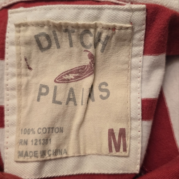 Ditch Plan red and white striped short sleeve size M - Picture 5 of 8